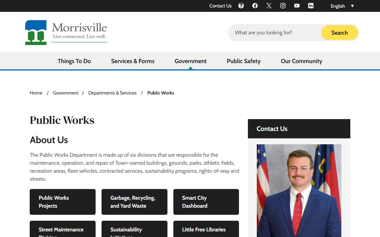 Morrisville phone directory Public Works contact page