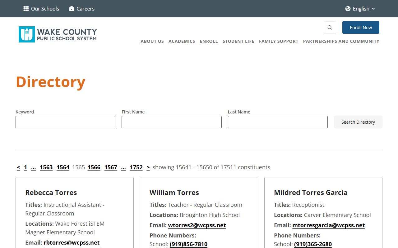 Morrisville phone directory WCPSS staff directory